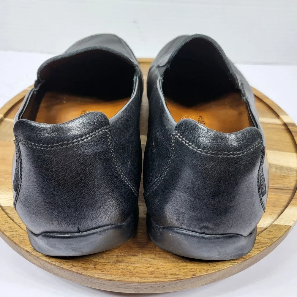 Mephisto Mens Black Genuine Leather Air-Jet Slip-On Loafers Comfort Shoes Size 9